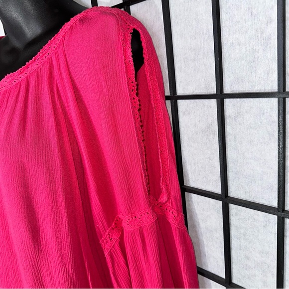 Bohemian Pink Peasant Blouse with peekaboo arms - Picture 3 of 7